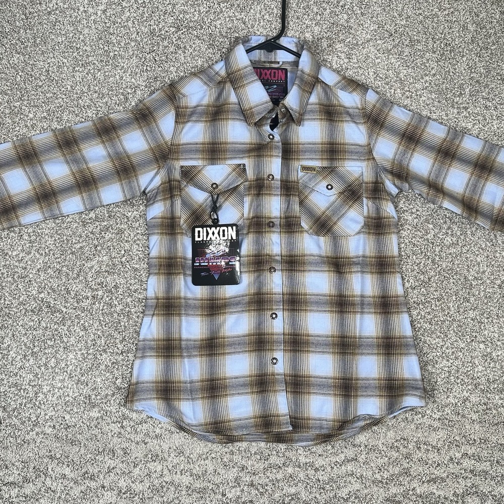 Dixxon Flannel Company Shirt Women's Small 22 Jumps Plaid Button Up Blue Western